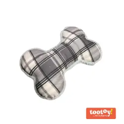 Tootoy! Tartan Bone Cuddler Grey Hueso de Peluche para perros