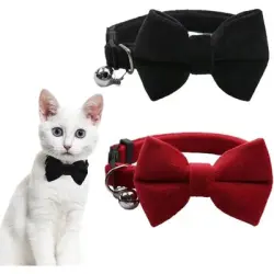 UAMLY Collar para gato con cascabel y pajarita - 2 piezas