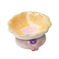 UAMLY Cuencos para gatos con forma de flor - AMARILLO