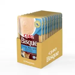 Ciao Bisque Comida Húmeda en Puré para Gatos con Atún, 12x40 gr