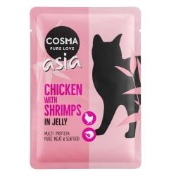 Cosma Asia 6 x 100 g en bolsitas para gatos - Pollo con gambas