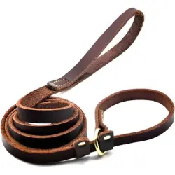 HausPets Correa ajustable de cuero genuino marrón - 1 artículo