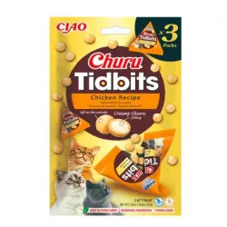 Churu Tidbits Snack para Gatos Bolitas Dos Capas Receta de Pollo, 3 x 12 gr