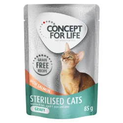 Concept for Life Sterilised Cats sin cereales con salmón en salsa - 12 x 85 g