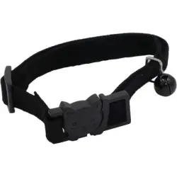 HausPets Collar antiestrangulamiento de terciopelo negro gatos cascabel - Artículo 1