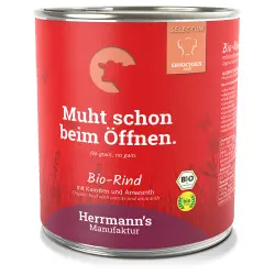 Herrmann's Menú Sensitive 6 x 800 g - Vacuno ecológico con zanahorias y amaranto ecológicos