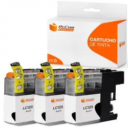 Pccom Essential Brother Lc123/lc121 Cartucho Tinta Compatible Negro Pack 3