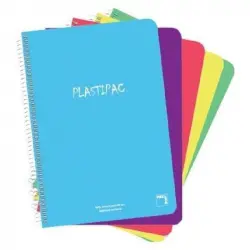 Sam Plastipac Pack 5 Cuadernos con Espiral Cuadriculado 80 Hojas Colores Surtidos