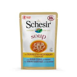 Schesir Soup 6 x 85 g sopa para gatos - Atún salvaje y calamar