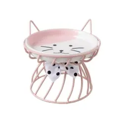 UAMLY Comedero de cerámica para gatos con patas altas - 1 pieza rosa