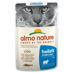 Comida húmeda para gatos adultos Almo Nature Sterilised bacalao 70 gr