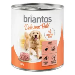 Briantos Delicious Paté 6 x 800 g comida húmeda en oferta: 5 + 1 ¡gratis! - Pavo