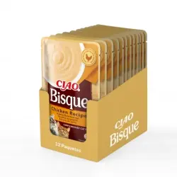Ciao Bisque Comida Húmeda en Puré para Gatos con Pollo, 12x40 gr