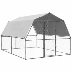 Gallinero Con Techo Y Puerta 2 Uds Acero Galvanizado Plateado Vidaxl