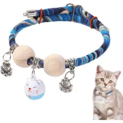 HausPets Collar ajustable de gato con cuentas de cedro y cascabel - Artículo 1