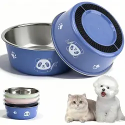HausPets Lote 4 comederos gato acero 14 cm – 4 colores - Azul, negro, rosa, verde