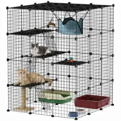 PawHut Jaula Negro para gatos - 105 x 105 x 140 cm