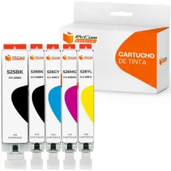 Pccom Essential Canon Pgi525/cli526 Cartucho Tinta Compatible Negro/cian/magenta/amarillo Pack 5