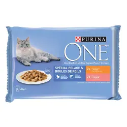 Purina ONE Pelaje y bolas de pelo - Con pollo y salmón (12 x 85 g)