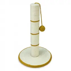 Rascador poste blanco/dorado con bola para gatos 30 x 30 x 46, 0.90 kg