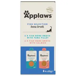 Applaws Caldo de hueso de pescado 4 x 85 g - Selección de pescado (2 variedades)
