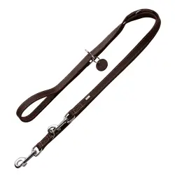 Correa ajustable de cuero HUNTER Aalborg marrón oscuro para perros - 200 x 2 cm (L x An)