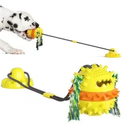 FurryFusion  masticable multifuncional para perros con cuerda tirar - AMARILLO