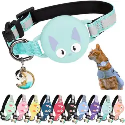 HausPets Collar gatos compatible Airtag - Reflectante, antiestrangulación - Turquesa