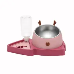 UAMLY Comedero para gatos 3 en 1 con dispensador de agua - rosa