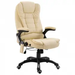 VidaXL Silla de Oficina de Masaje de Cuero Sintético Crema