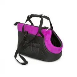 Bolsa De Transporte Para Perro O Gato Talla R1 20x42x22 Negro/rosa