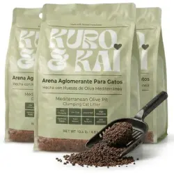 KURO & KAI Arena Aglomerante Natural de Hueso de Oliva para Gatos - 14,4 kg / 21 l (3 unidades)