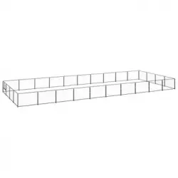 Perrera Exterior | Jaula Para Perro | Parque Para Mascotas Acero 40 M² Negra Cfw783667