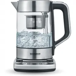Severin WK 3422 Hervidor de Agua y Té con Ajuste de Temperatura 1.7L 3000W Cristal/ Acero Inoxidable
