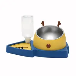 UAMLY Comedero para gatos 3 en 1 con dispensador de agua - azul