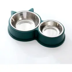 UAMLY Juego de cuencos para gatos, cuenco doble - 1 Artículo Verde