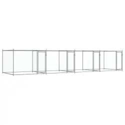 vidaXL Jaula de perros con puertas acero galvanizado gris 10x2x1,5 m