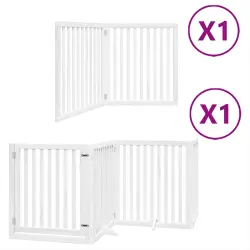 vidaXL Puerta Madera Álamo Blanco Plegable para perros - 80 x 90 x 2 cm