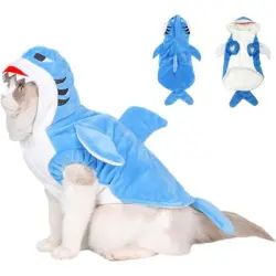 ZooVenture Sudadera con capucha de tiburón de Halloween para perros y gatos - S - Circunferencia del cuello: 26 cm