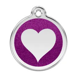 Placa identificativa Corazón Brillante Morado M