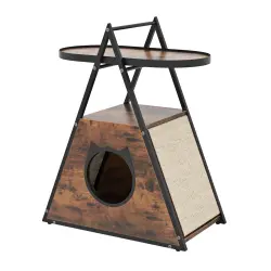 COSTWAY Mesa de Noche Casa para Gatos con Estante de 2 Niveles - 60 x 33 x 76 cm