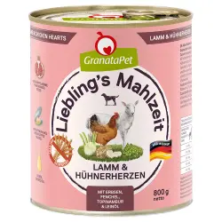 GranataPet Liebling's Mahlzeit  6 x 800 g - Cordero y corazones de pollo