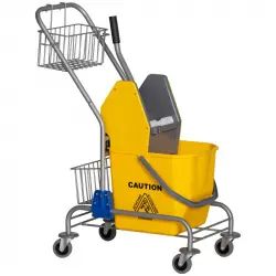 Homcom Cubo de Fregona con Ruedas y Escurridor de Presión 73x45x95cm Amarillo