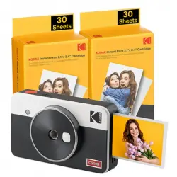 Kodak Mini Shot 2 Retro Cámara Instantánea con Impresora Blanca + 68 Hojas