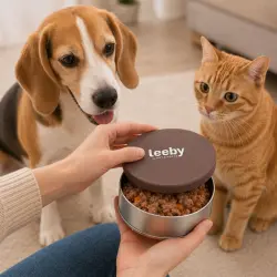 Leeby Tapa Comedero Marrón para perros y gatos - 9 x 1 cm