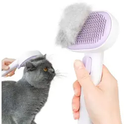 Pawffee Cepillo morado con autolimpieza de un toque y masaje suave gatos - 1 pieza