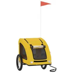 Remolque De Bicicleta Mascotas Hierro Tela Oxford Amarillo Vidaxl