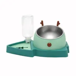 UAMLY Comedero para gatos 3 en 1 con dispensador de agua - Verde