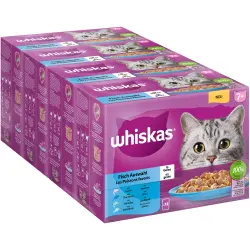 Whiskas 7+ años  48 x 85/100 g en bolsitas - Selección de pescado en gelatina - 48 x 85 g