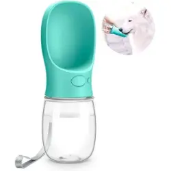 ZooVenture Botella de agua portátil para perros con recipiente incorporado - Color: Azul